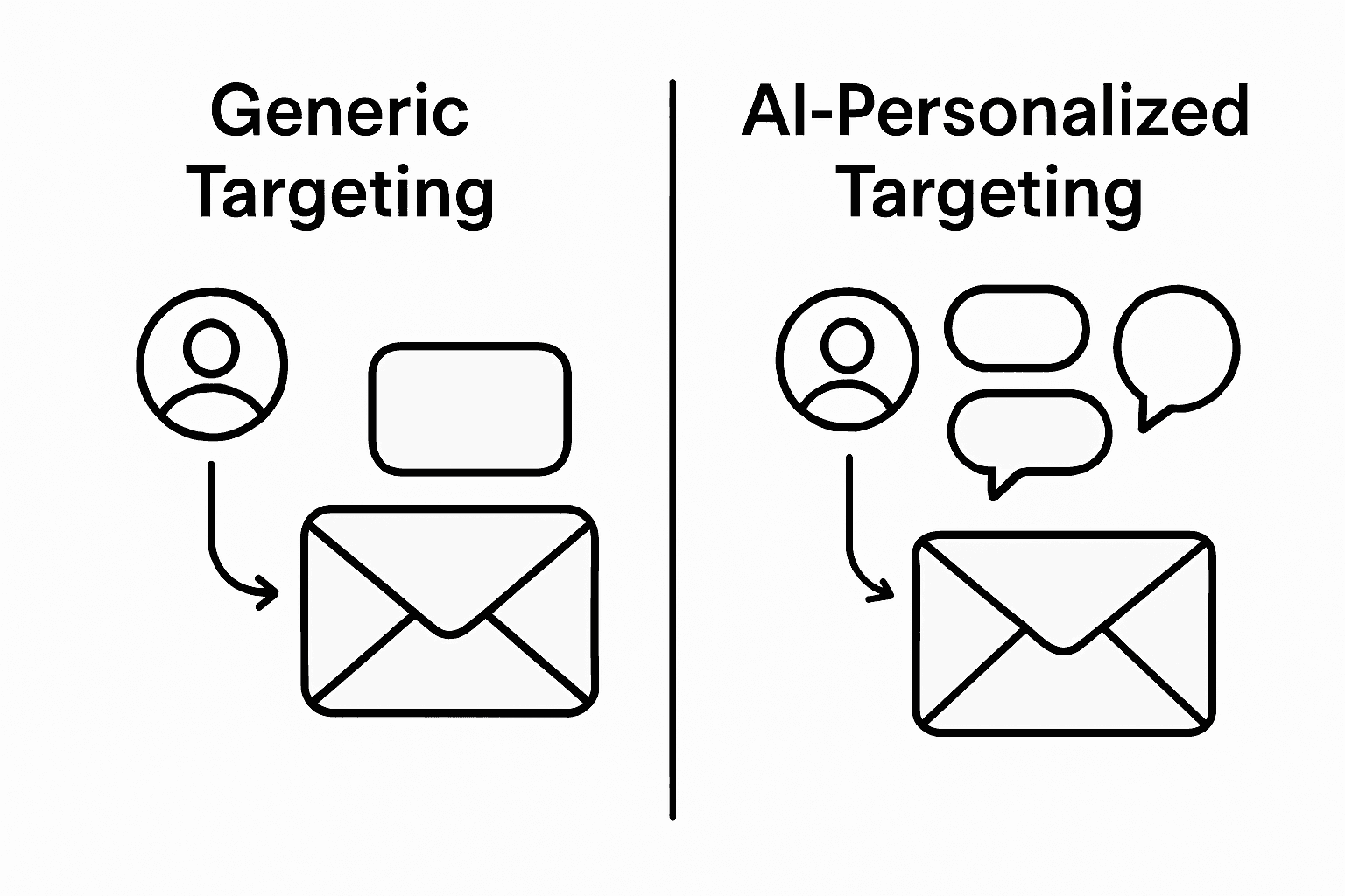 Infographic comparing generic and AI-personalized targeting