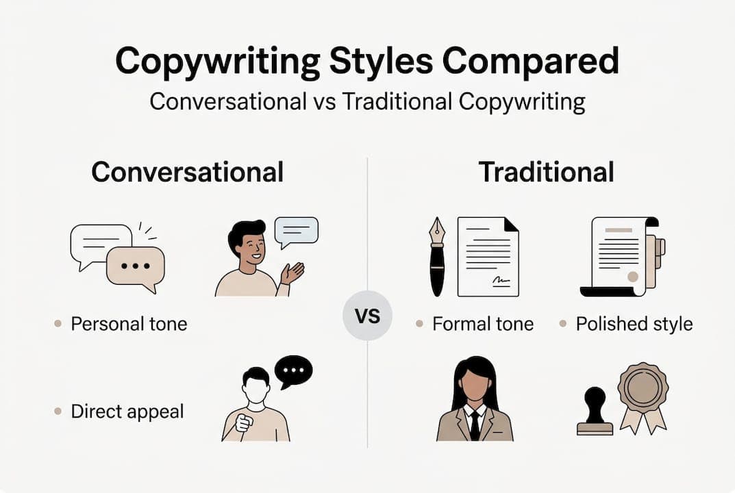 Infographic comparing conversational and traditional copywriting