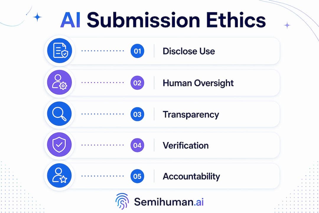 Infographic outlining ethical principles for AI submissions
